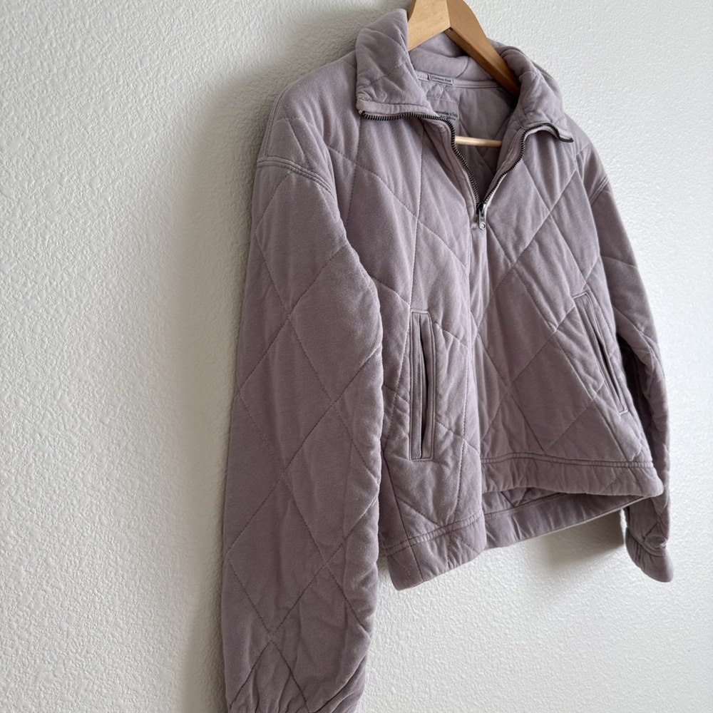 Abercrombie & Fitch Sweatshirt XXS Quilted Dusty Purple 1/4 Zip Pullover Crop - Picture 5 of 9